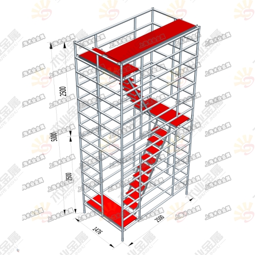 定制铝合金两层脚手架效果图