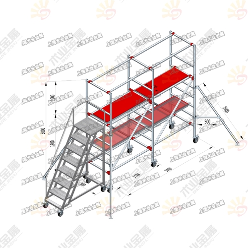 定制（双联排）铝合金脚手架效果图1