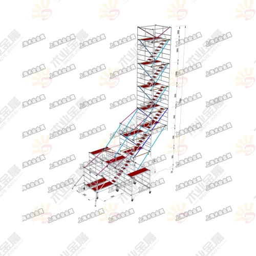 定制八层铝合金脚手架效果图